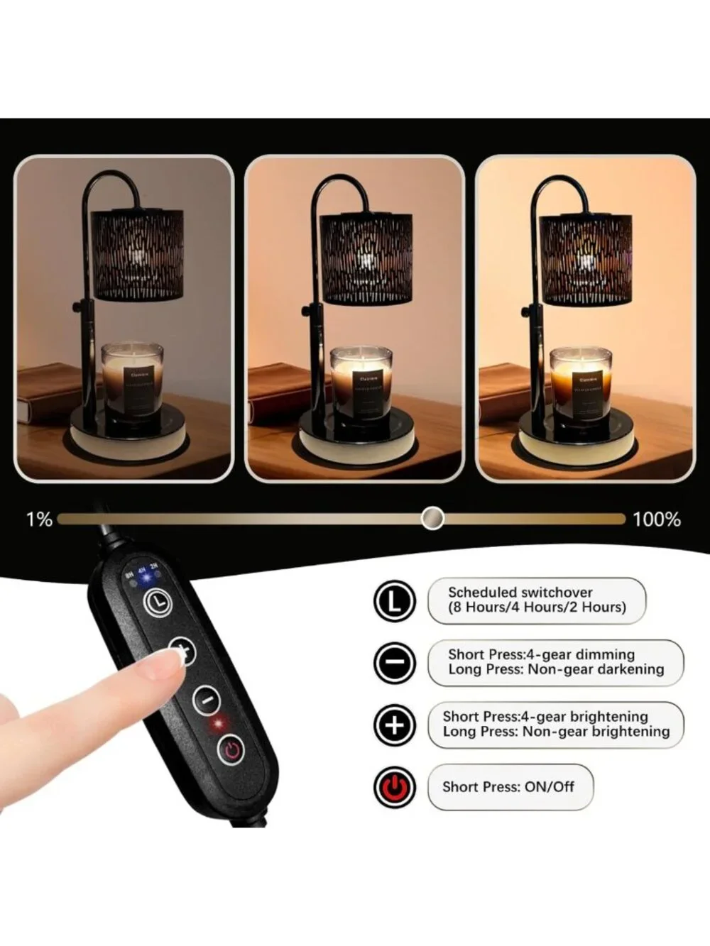 Electric Candle Warmer Lamp with Timer & Dimmer - Vintage Home Decor Gift